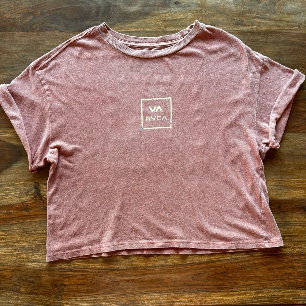 Oversized RVCA Ladies Cropped T Shirt, Floral size M